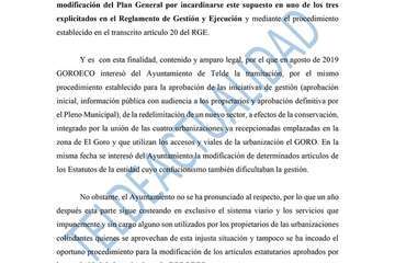 Escrito de GoroEco presentado en el Ayuntamiento de Telde/TA.